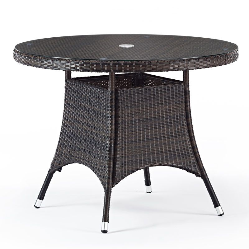 Black rattan store round table