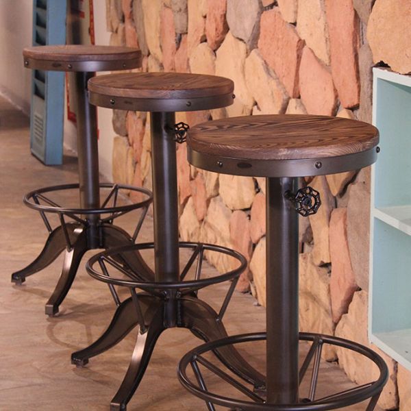 Benton 75cm Tall Bar Stool - Steel & Ash Wood