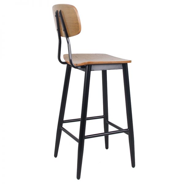 Shelby Aluminium & Golden Oak Plywood Bar Chair