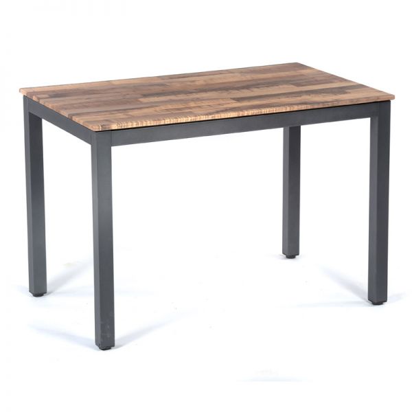 Steel 110x70cm Rectangular Dining Table – Box Frame Table Base with Rustic Maple Isotop