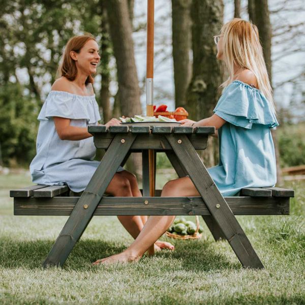 Chester Picnic Table - A Frame Pub Bench - 6 Person Garden Table - Dark Grey -  FSC®