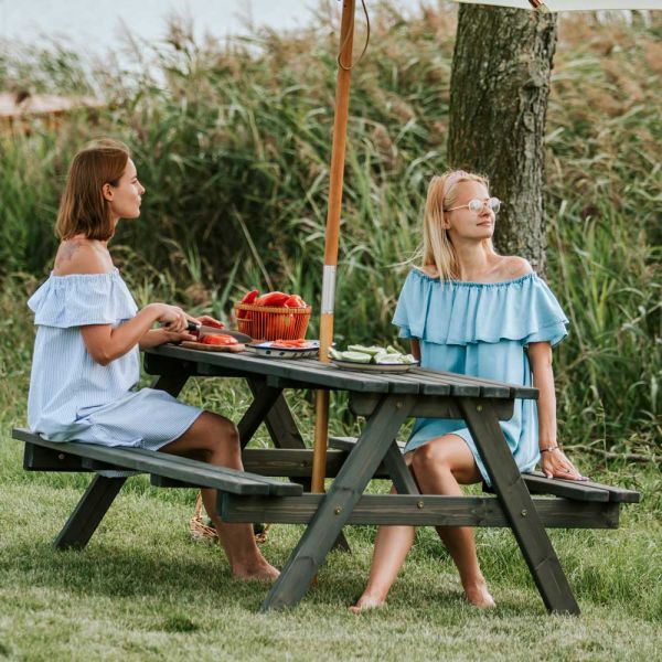 Chester Picnic Table - A Frame Pub Bench - 6 Person Garden Table - Dark Grey -  FSC®