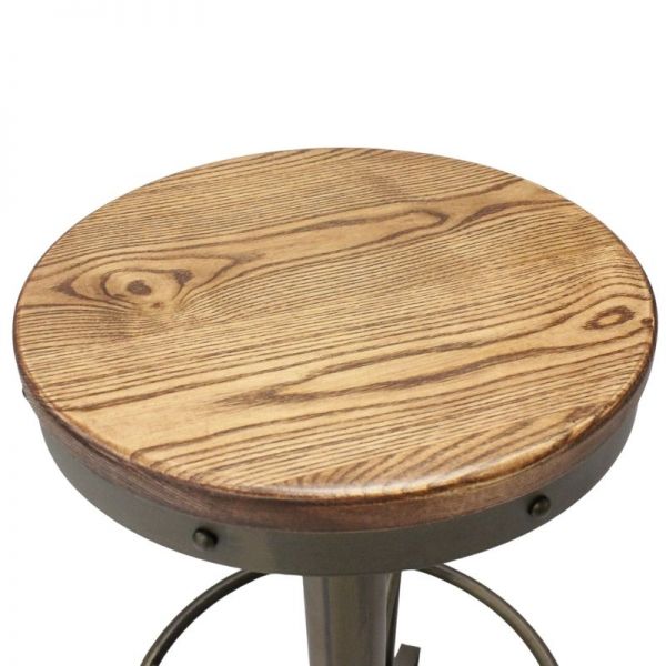 Benton 75cm Tall Bar Stool - Steel & Ash Wood