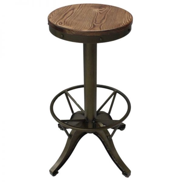 Benton 75cm Tall Bar Stool - Steel & Ash Wood