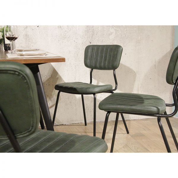 Sudbury Steel & Faux Leather Indoor Side Chair - Vintage Dark Green