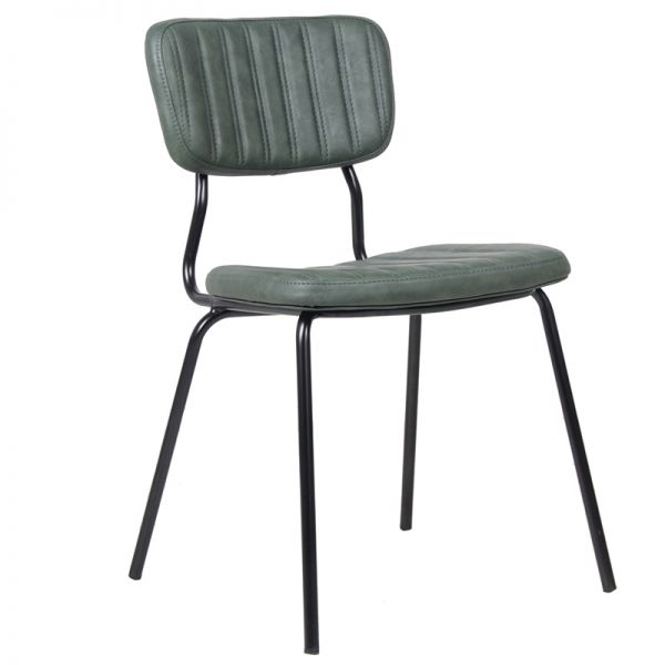 Sudbury Steel & Faux Leather Indoor Side Chair - Vintage Dark Green