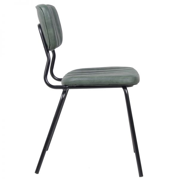 Sudbury Steel & Faux Leather Indoor Side Chair - Vintage Dark Green