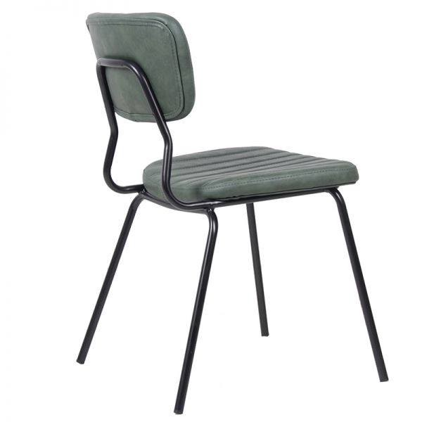 Sudbury Steel & Faux Leather Indoor Side Chair - Vintage Dark Green