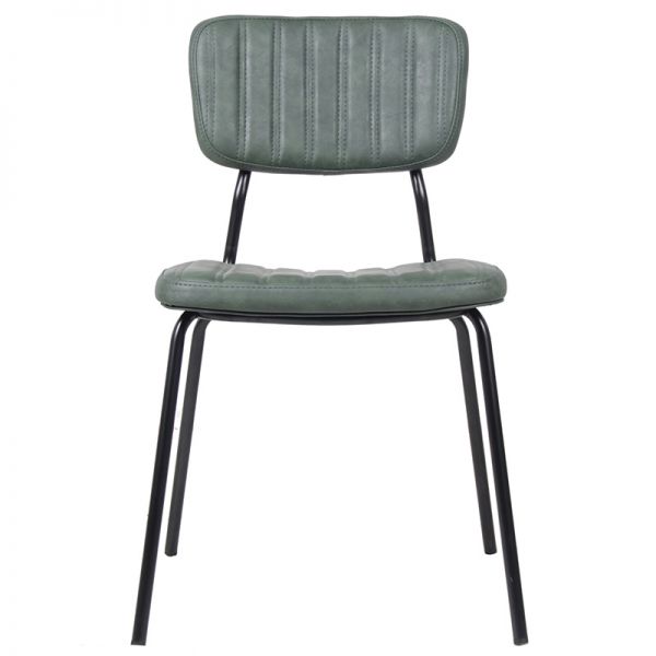 Sudbury Steel & Faux Leather Indoor Side Chair - Vintage Dark Green