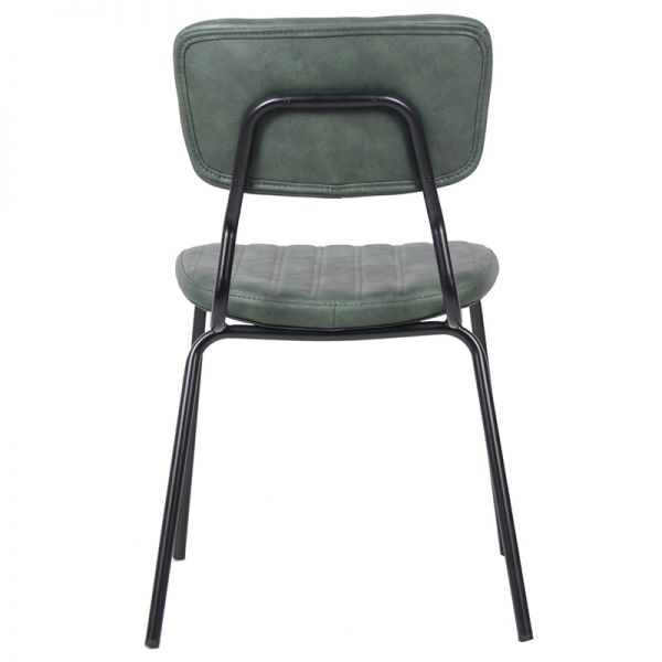 Sudbury Steel & Faux Leather Indoor Side Chair - Vintage Dark Green