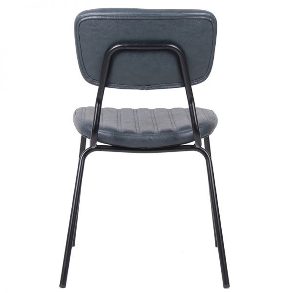 Sudbury Steel & Faux Leather Indoor Side Chair - Vintage Dark Blue