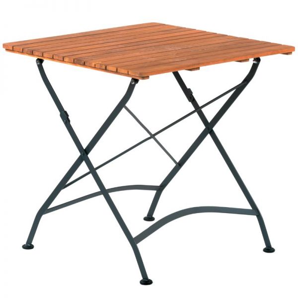 Newark 75cm Square Dining Table with 4 Arm Chair Set - Hardwood/Steel - Folding