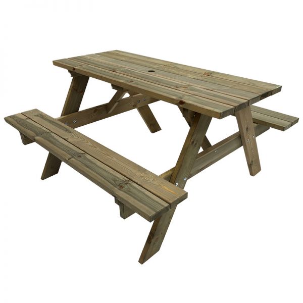 Tiptree 6 Seat Picnic Bench - Dip Treated Green Timber - 140cm Length