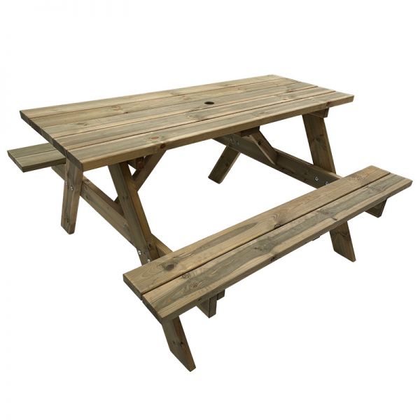 Tiptree 6 Seat Picnic Bench - Dip Treated Green Timber - 140cm Length