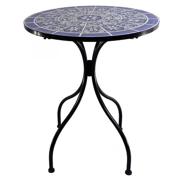 3 Piece Metal Garden Bistro Set - Purple & White Mosaic Design