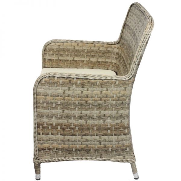 Halton Tub Rattan Armchair - Brown Weave with Cream Cushion