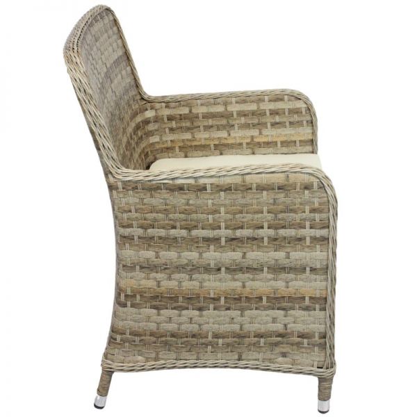 Halton Tub Rattan Armchair - Brown Weave with Cream Cushion