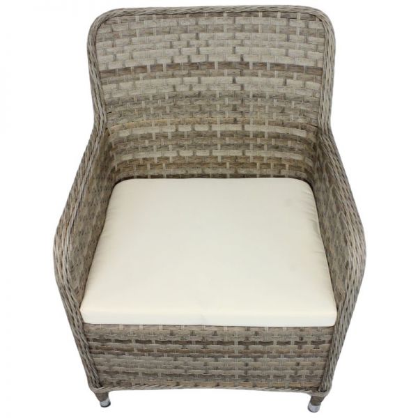 Halton Tub Rattan Armchair - Brown Weave with Cream Cushion