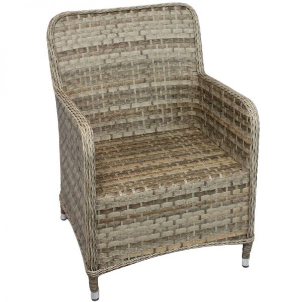 Halton Tub Rattan Armchair - Brown Weave with Cream Cushion