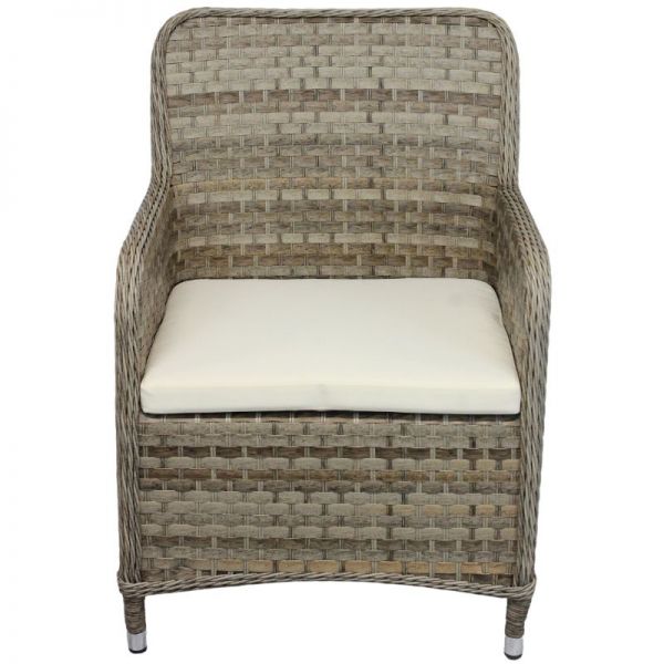 Halton Tub Rattan Armchair - Brown Weave with Cream Cushion