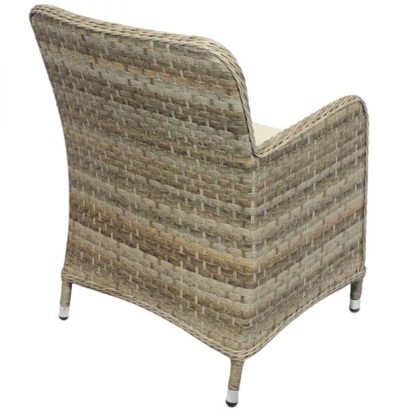 Halton Tub Rattan Armchair - Brown Weave with Cream Cushion