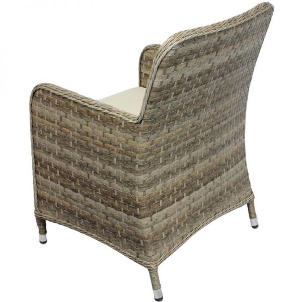 Halton Tub Rattan Armchair - Brown Weave with Cream Cushion