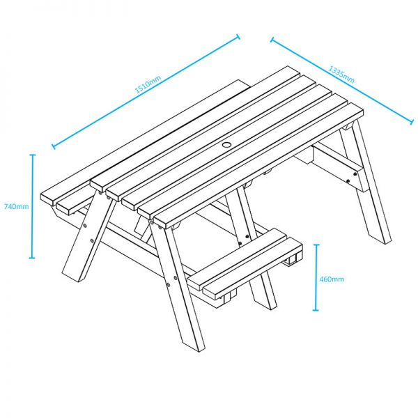 Eco Theo A Frame Wheelchair Access Recycled Plastic Picnic Table 150cm - Black