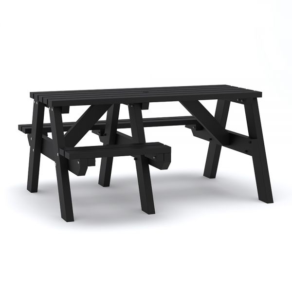 Eco Theo A Frame Wheelchair Access Recycled Plastic Picnic Table 150cm - Black