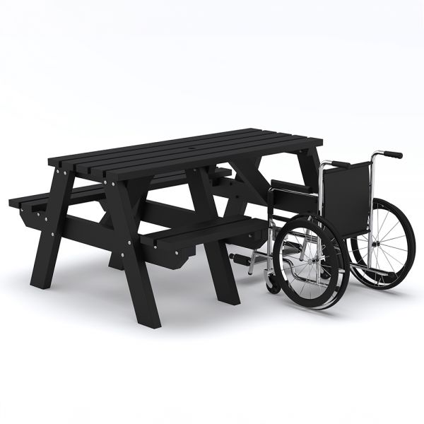 Eco Theo A Frame Wheelchair Access Recycled Plastic Picnic Table 150cm - Black