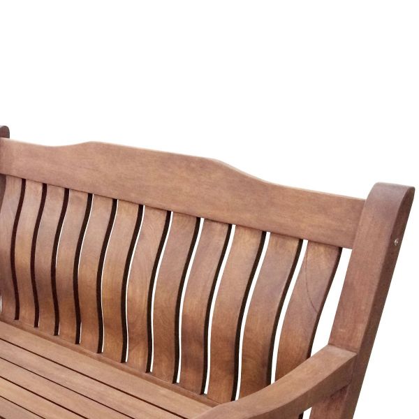 Boston Comfy Bench 120cm - 2 Seat Curved Back - Durable Hardwood Bench