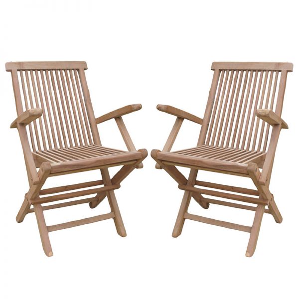 Palma Teak Folding Arm Chair - Set of 2