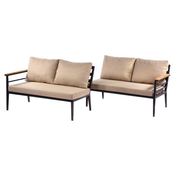 Premium Livorno Teak Wood & Aluminium Modular Double Sofa (Left and Right Seat)