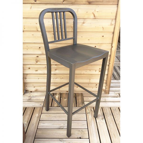 Valetta Style Metal Bar Chair Commercial Strength Steel - Gun Grey