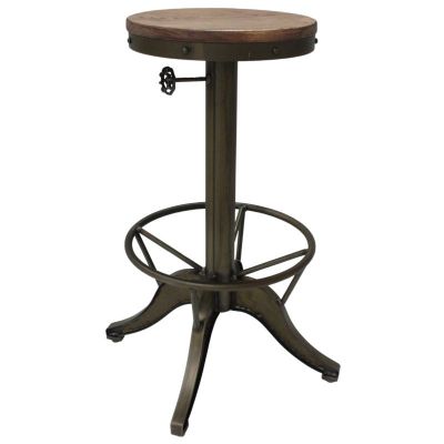 Benton 75cm Tall Bar Stool - Steel & Ash Wood