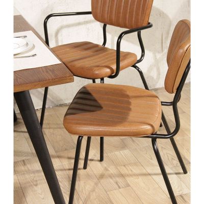 Sudbury Steel & Faux Leather Indoor Side Chair - Vintage Light Brown