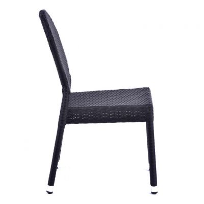 Molby Rattan Stacking Side Chair in Black Round Back