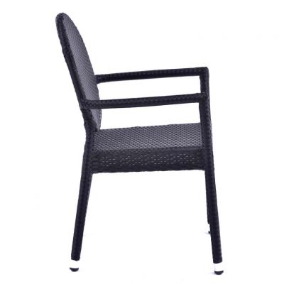 Molby Rattan Stacking Arm Chair in Black Round Back