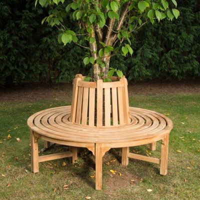 Small Half Round Teak Tree Commercial Seat