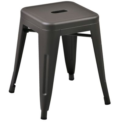 Tolix Style Low Stool Steel Gun Metal Grey