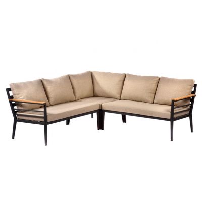 Premium Livorno Teak Wood & Aluminium Modular Corner Sofa with Coffee Table